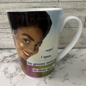 Anne Taintor Coffee Mug Oops! I Spent The Grocery Money On Shoes Again New